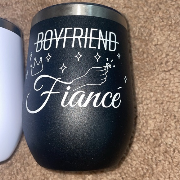 Fiancée and Fiancé Wine Tumblers Black and White wedding assessors relationship - Picture 2 of 5